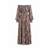 Vestido Boho Chic de gaza off-shoulder, diseño Sandra Vukasovic Punta Arenas