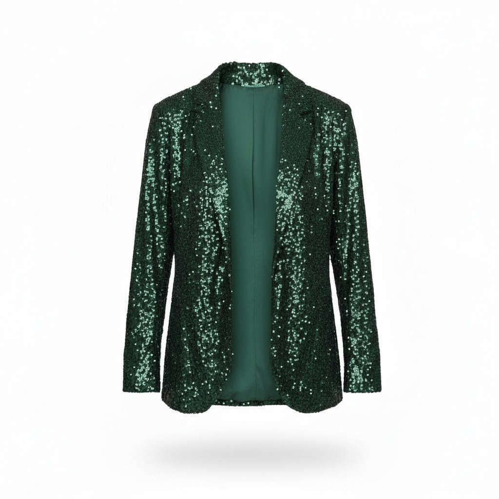 Chaqueta Fulgor kimono verde con lentejuelas, diseño Sandra Vukasovic