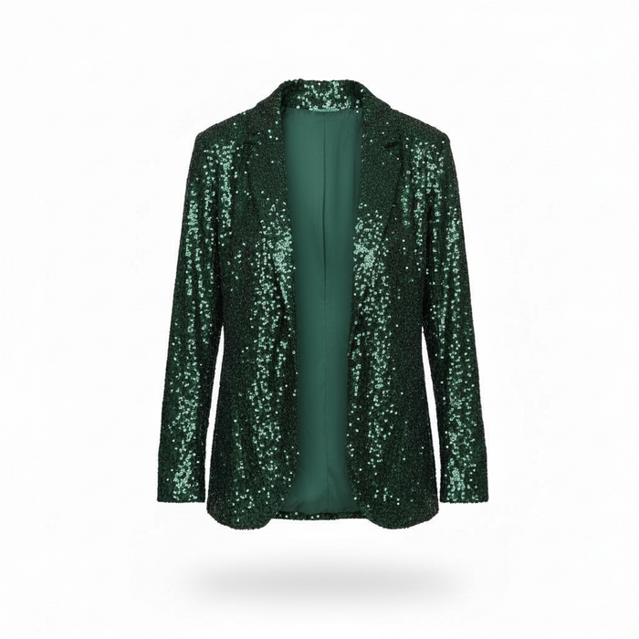 Chaqueta Fulgor kimono verde con lentejuelas, diseño Sandra Vukasovic