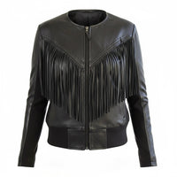 Chaqueta Dakota de cuero con flecos de Yes London, boutique Sandra Vukasovic