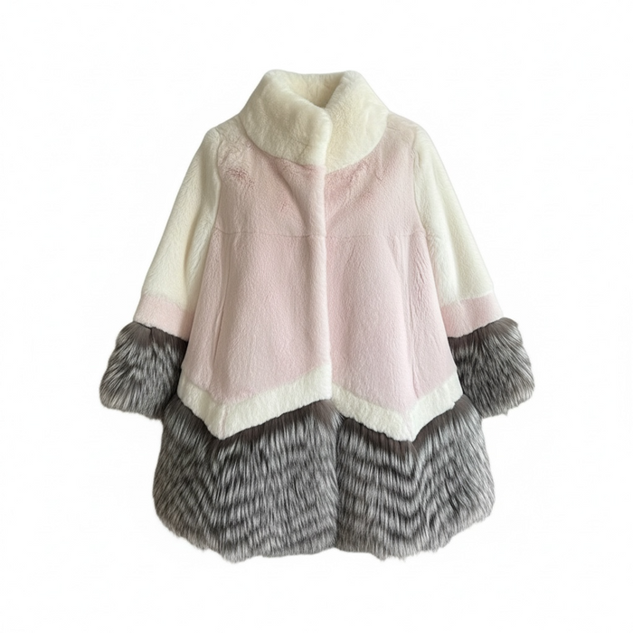 Abrigo Trilogy de piel tricolor de Only LUXURY, boutique Sandra Vukasovic Punta Arenas