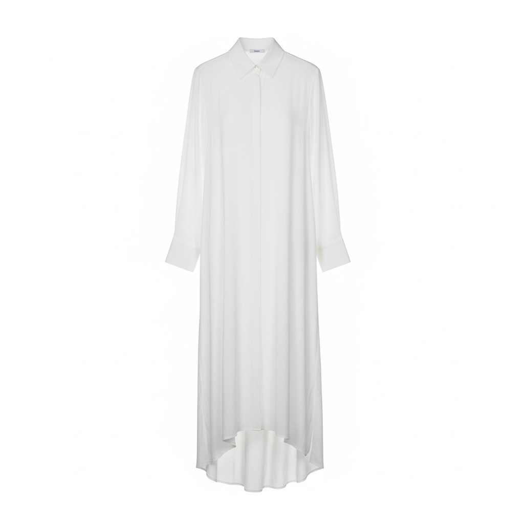 Vestido Nora blanco tipo camisa de Naíma, boutique Sandra Vukasovic Punta Arenas