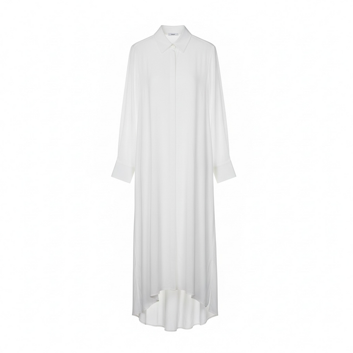 Vestido Nora blanco tipo camisa de Naíma, boutique Sandra Vukasovic Punta Arenas