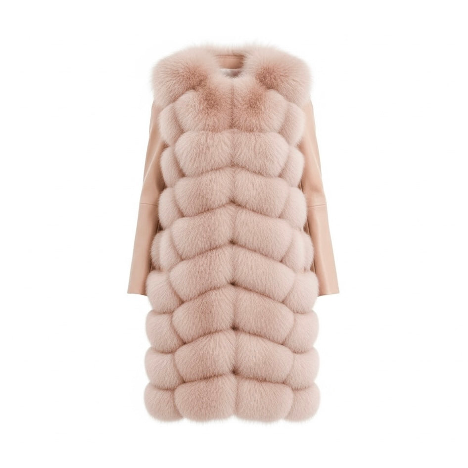 Abrigo Blush palo de rosa de Banessi Fur, boutique Sandra Vukasovic Punta Arenas