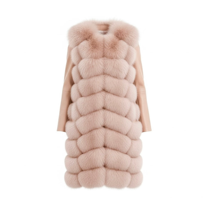 Abrigo Blush palo de rosa de Banessi Fur, boutique Sandra Vukasovic Punta Arenas