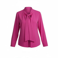 Blusa Marta fucsia con nudo frontal, diseño Sandra Vukasovic Punta Arenas