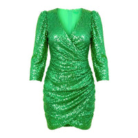 Vestido Emerald verde en lentejuelas, diseño Sandra Vukasovic Punta Arenas