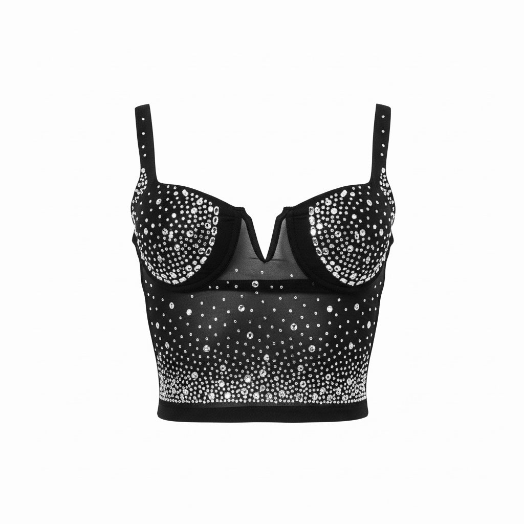 Top Angeles bustier con cristales, diseño Sandra Vukasovic Punta Arenas