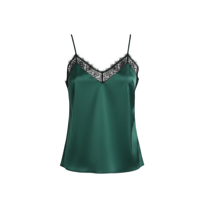 Top Lumière verde oscuro con encaje, diseño Sandra Vukasovic Punta Arenas