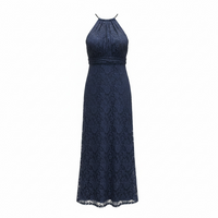 Vestido Navire azul marino con encaje, diseño Sandra Vukasovic Punta Arenas