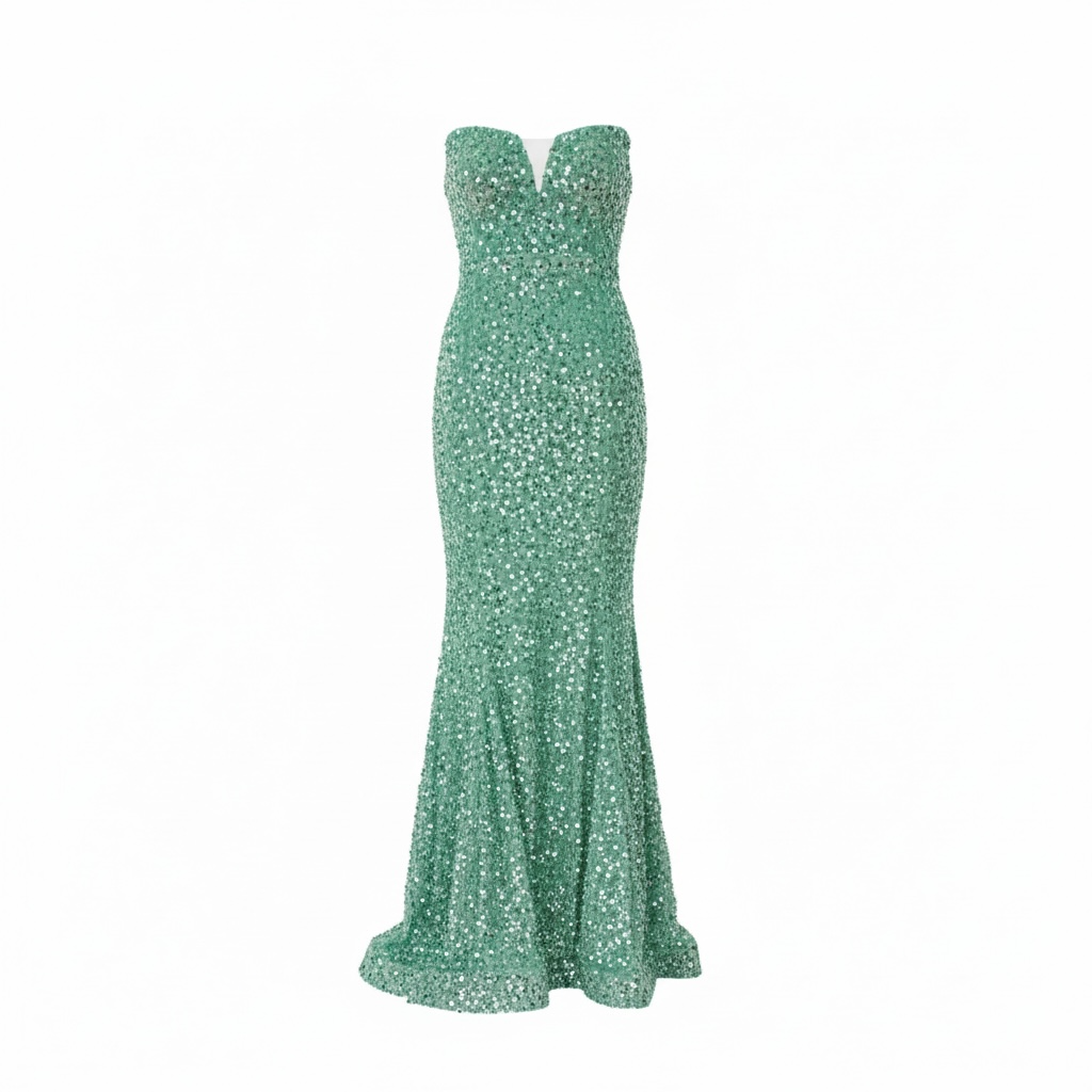 Vestido Serena strapless verde menta, diseño Sandra Vukasovic Punta Arenas