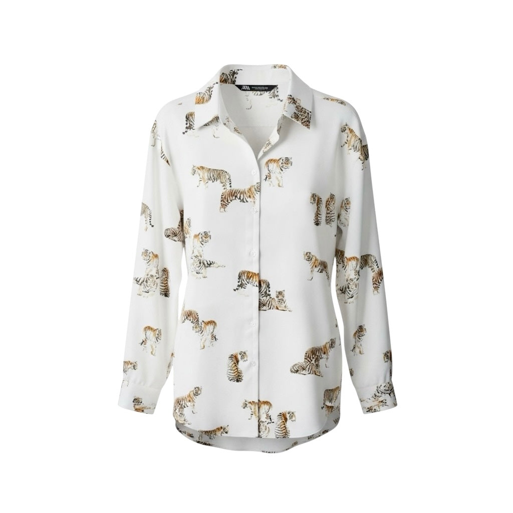 Camisa Wild blanca con estampado de tigres de Zara, boutique Sandra Vukasovic