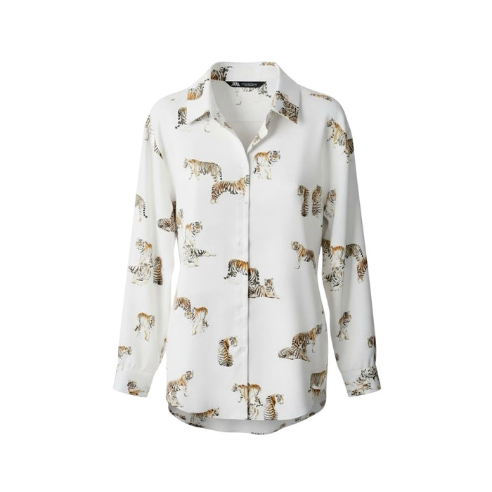 Camisa Wild blanca con estampado de tigres de Zara, boutique Sandra Vukasovic