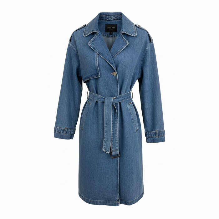 Trench Coat Denim de Ginebra Clothes, boutique Sandra Vukasovic Punta Arenas