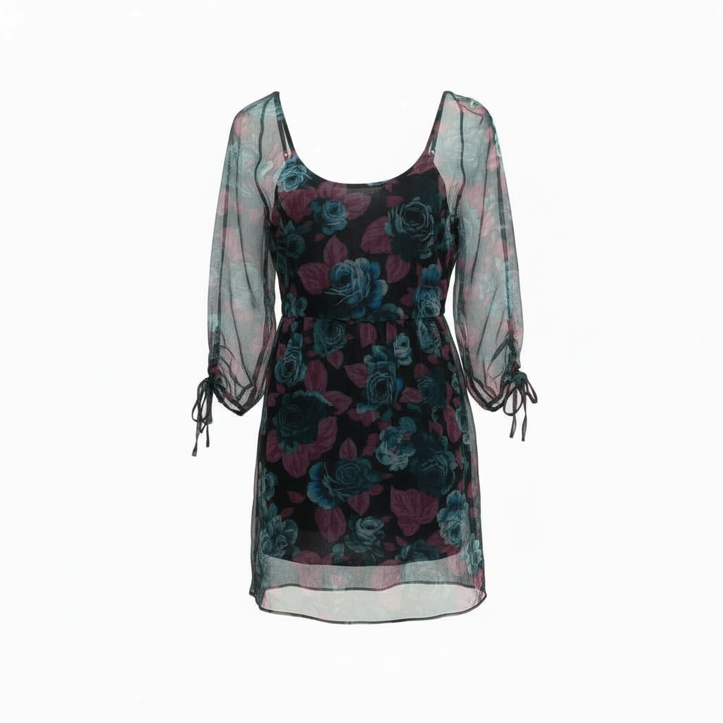 Vestido Flora de gaza floreado, diseño Sandra Vukasovic Punta Arenas